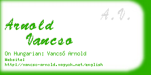 arnold vancso business card